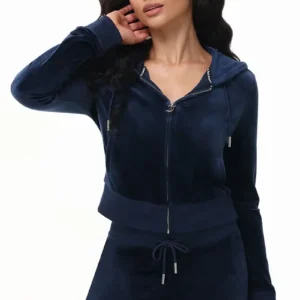 JUICY COUTURE VELOUR TRACK TOP JACKET WITH DIAMANTE BRANDING