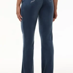 JUICY COUTURE VELOUR HIGH-WAISTED STRAIGHT LEG TRACK BOTTOMS