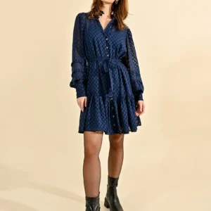 MOLLY BRACKEN BUTTONED DRESS, SATIN EFFECT