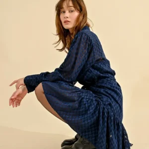 MOLLY BRACKEN BUTTONED DRESS, SATIN EFFECT