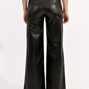 MOLLY BRACKEN COATED PANTS, WIDE WITH HIGH WAIST
