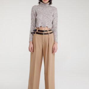 GOA GOA WOOL-BLEND PALAZZO PANTS WITH DOUBLE LOOPS