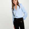 MORGAN SS 25 Long-sleeved satin shirt sky blue women