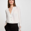 MORGAN SPRING Long-sleeved satin shirt ivory women lace