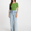 MORGAN SS 25 High-waisted wide leg jeans bleach denim women
