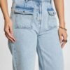 MORGAN SS 25 High-waisted wide leg jeans bleach denim women
