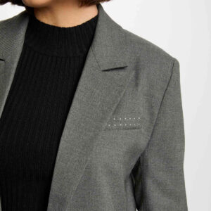 MORGAN SPRING Long jacket studs details light grey women