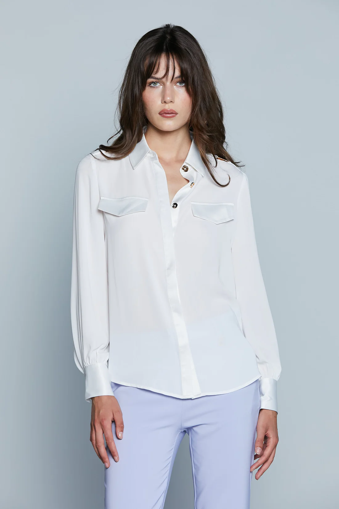 RELISH SPRING - SUMMER NEW SEGOVIA SHIRT WITH SHOULDER GOLD AND SATIN DETAILS