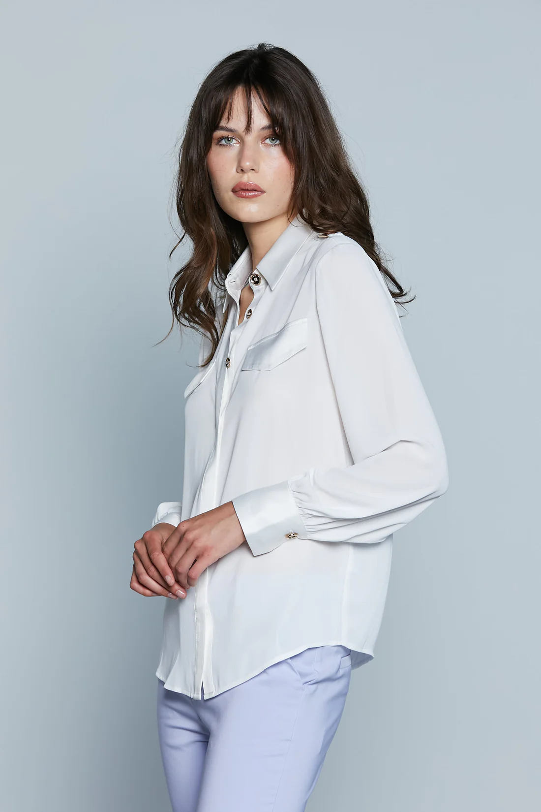 RELISH SPRING - SUMMER NEW SEGOVIA SHIRT WITH SHOULDER GOLD AND SATIN DETAILS
