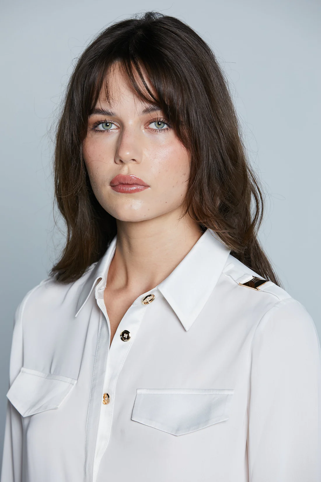RELISH SPRING - SUMMER NEW SEGOVIA SHIRT WITH SHOULDER GOLD AND SATIN DETAILS