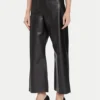 FAUX LEATHER WIDE PANT WITH POCKETS- Morgan De Toi