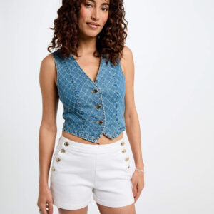 Denim sleeveless waistcoat stone wash denim women- Morgan Clothing
