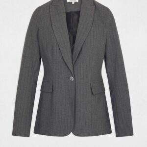 Fitted striped blazer mid-grey women- Morgan De Toi