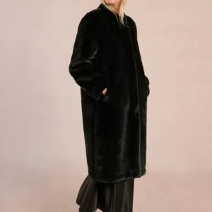 Molly Bracken Long Faux Fur Coat – Μαύρο Μάξι Παλτό Πολυτελείας