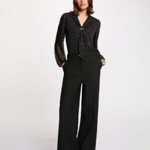 High-waisted wide-leg trousers black women-Morgan De Toi
