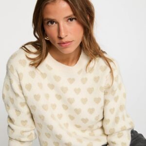 Printed jumper round neck ivory women- Morgan De Toi