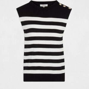 Striped sleeveless jumper black women- Morgna De Toi