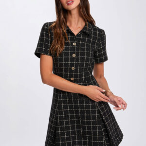 Fitted pleated dress black women- Morgan De Toi
