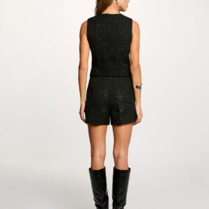 Morgan – Sleek Tailored Tweed Gilet Black | Women’s Elegant Sleeveless Vest