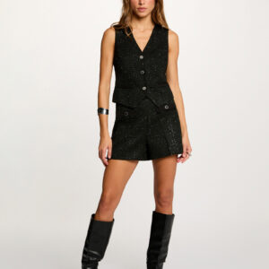 Morgan Fitted Tweed Shorts – Εφαρμοστό Ψηλόμεσο Σορτς από Τουίντ σε Μαύρο