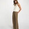 Pleated wide-leg trousers khaki green women