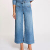 Wide-leg high-waisted jeans denim stone women