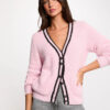Straight cardigan with v-neck pink women