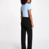 Fitted top with notch collar light blue women