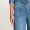 Wide-leg high-waisted jeans denim stone women