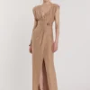 RELISH FERRARI SLEEVELESS DOUBLE V-NECK DRESS LUREX