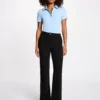 Fitted top with notch collar light blue women