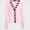 Straight cardigan with v-neck pink women