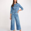 Wide-leg high-waisted jeans denim stone women