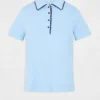 Fitted top with notch collar light blue women