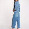 Wide-leg high-waisted jeans denim stone women