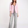 Straight cardigan with v-neck pink women