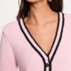 Straight cardigan with v-neck pink women