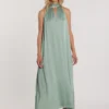 RELISH FIOKKO LONG SLEEVELESS DRESS WITH HALTERNECK
